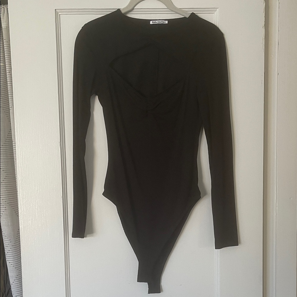 Reformation Black Long Sleeve Bodysuit Size Small